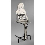 Stuhl Marilyn Monroe ungemarkt, 2. Hälfte 20. Jh., pulverbeschichtetes schwarzes Eisengestell, mit