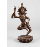 Bronzeplastik Dakini Tibet, 19. Jh., ungemarkt, Bronze in der verlorenen Form gegossen, patiniert,