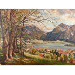 Josef Koch "Schliersee" frühlingshafte Ansicht des Schliersees in Oberbayern, mit der Pfarrkirche