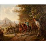 Otto Progel, Reiter am Marterl idyllische Sommerlandschaft mit Reiter, hoch zu Pferd auf sonnigem