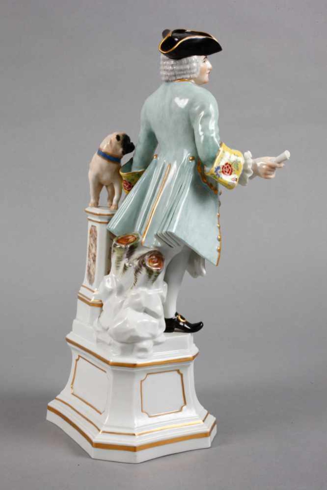 Meissen Figurengruppe "Freimaurer mit Mops" Entwurf Johann Joachim Kaendler 1743, unterglasurblaue - Bild 3 aus 6