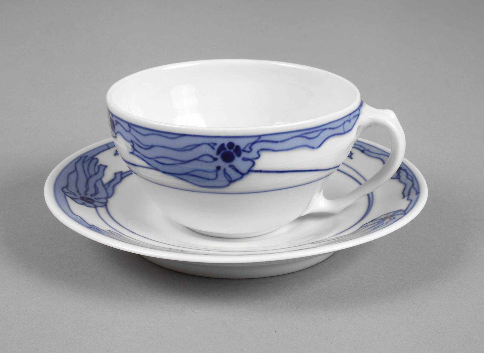 Meissen Tasse aus dem Arnikamuster-ServiceForm- und Dekorentwurf Rudolf Hentschel 1906, blaue