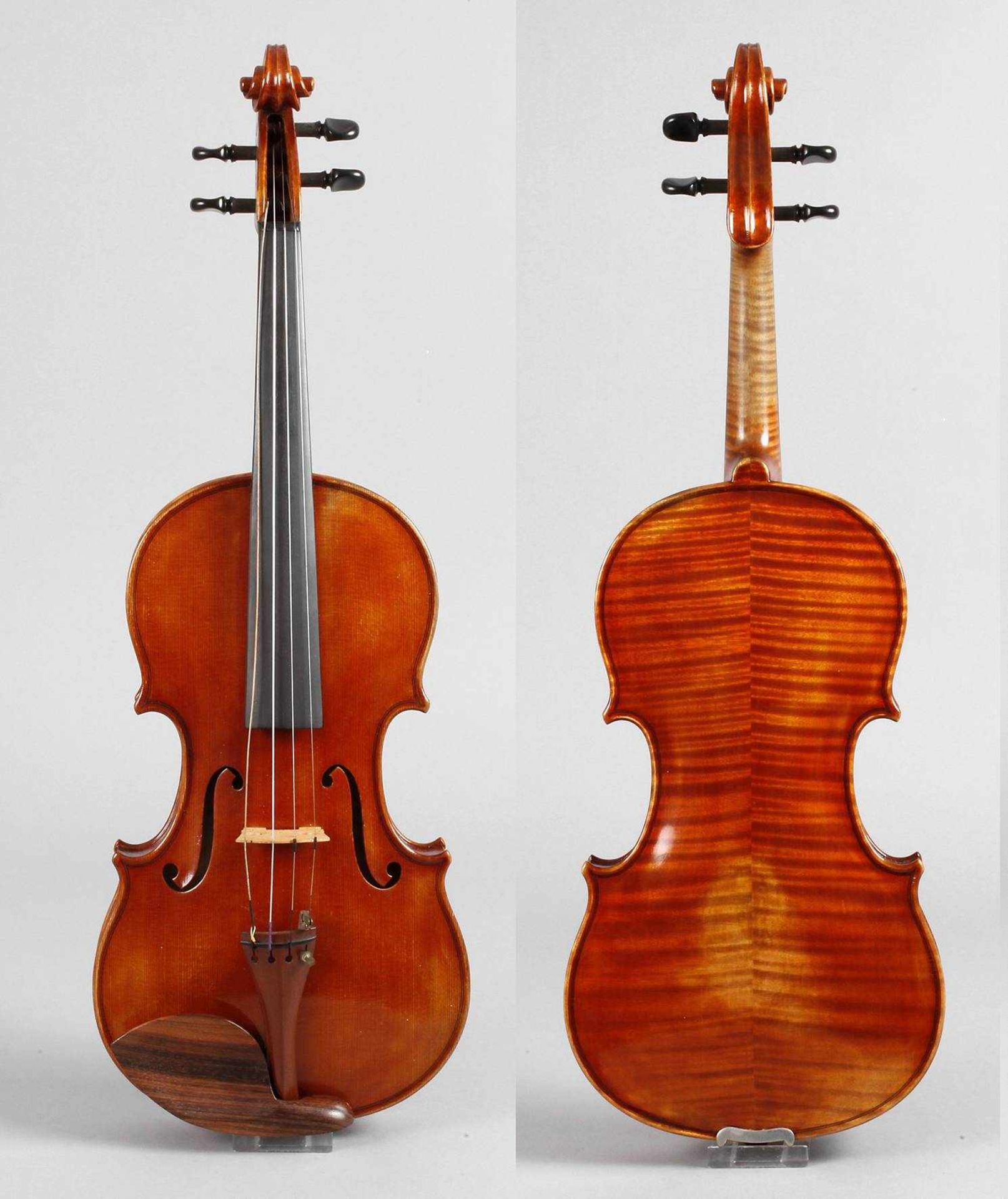Violine im Etuium 1910, mit Klebezettel Fritz Arnold Brückner Markneukirchen, geteilter, sehr