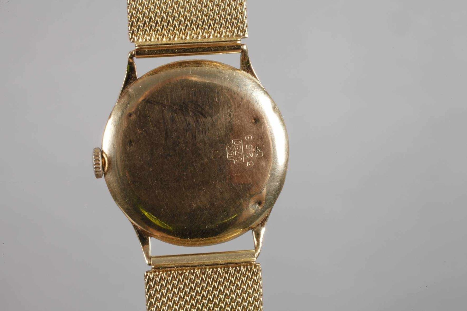 Herrenarmbanduhr GoldSchweiz, 1960er Jahre, Ankerwerk mit 15 Steinen, Handaufzug, schwarzes - Bild 2 aus 5