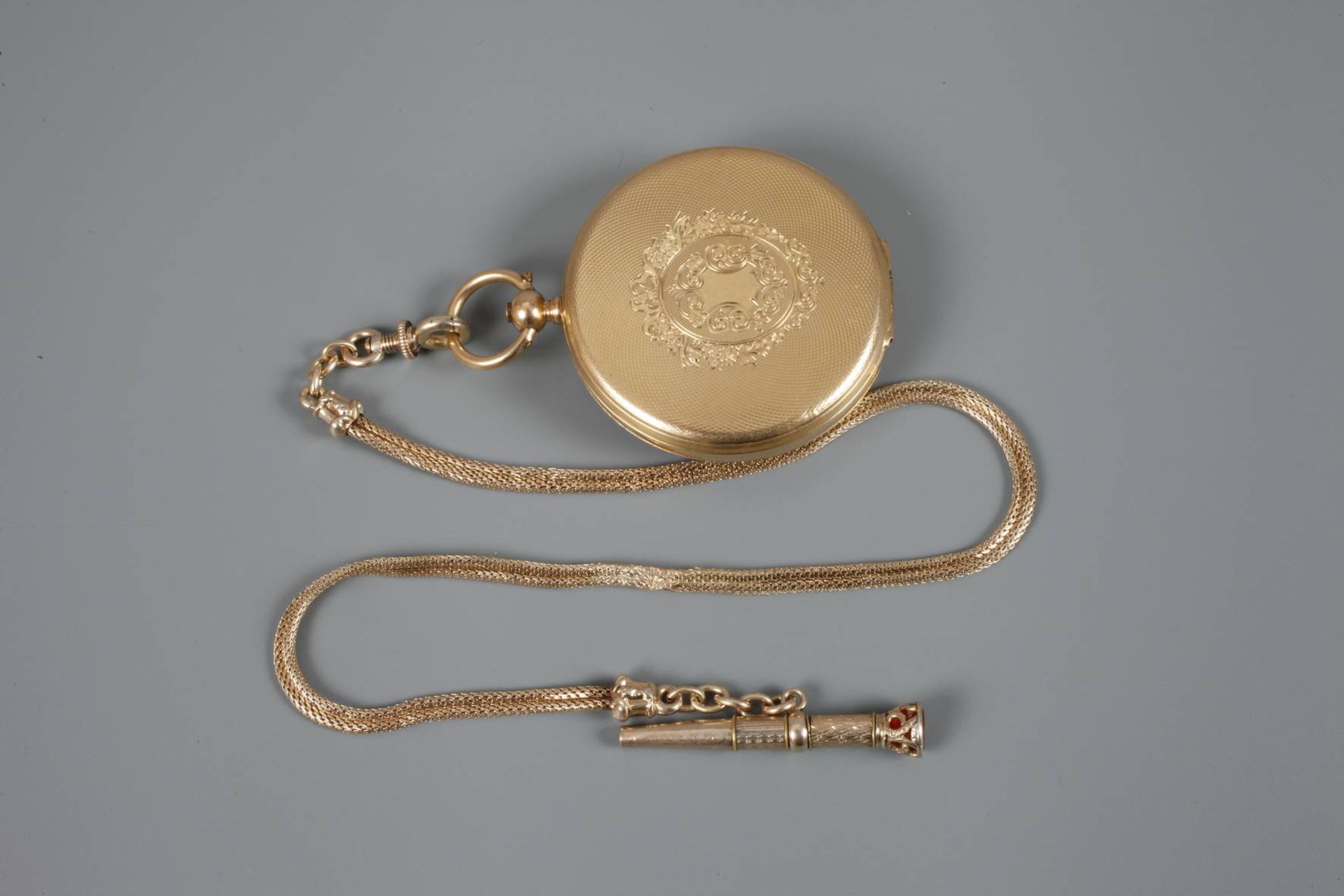 Taschenuhr Vacheron mit KetteSchweiz, um 1870, fein guillochiertes 18 k-Goldgehäuse, - Bild 2 aus 5