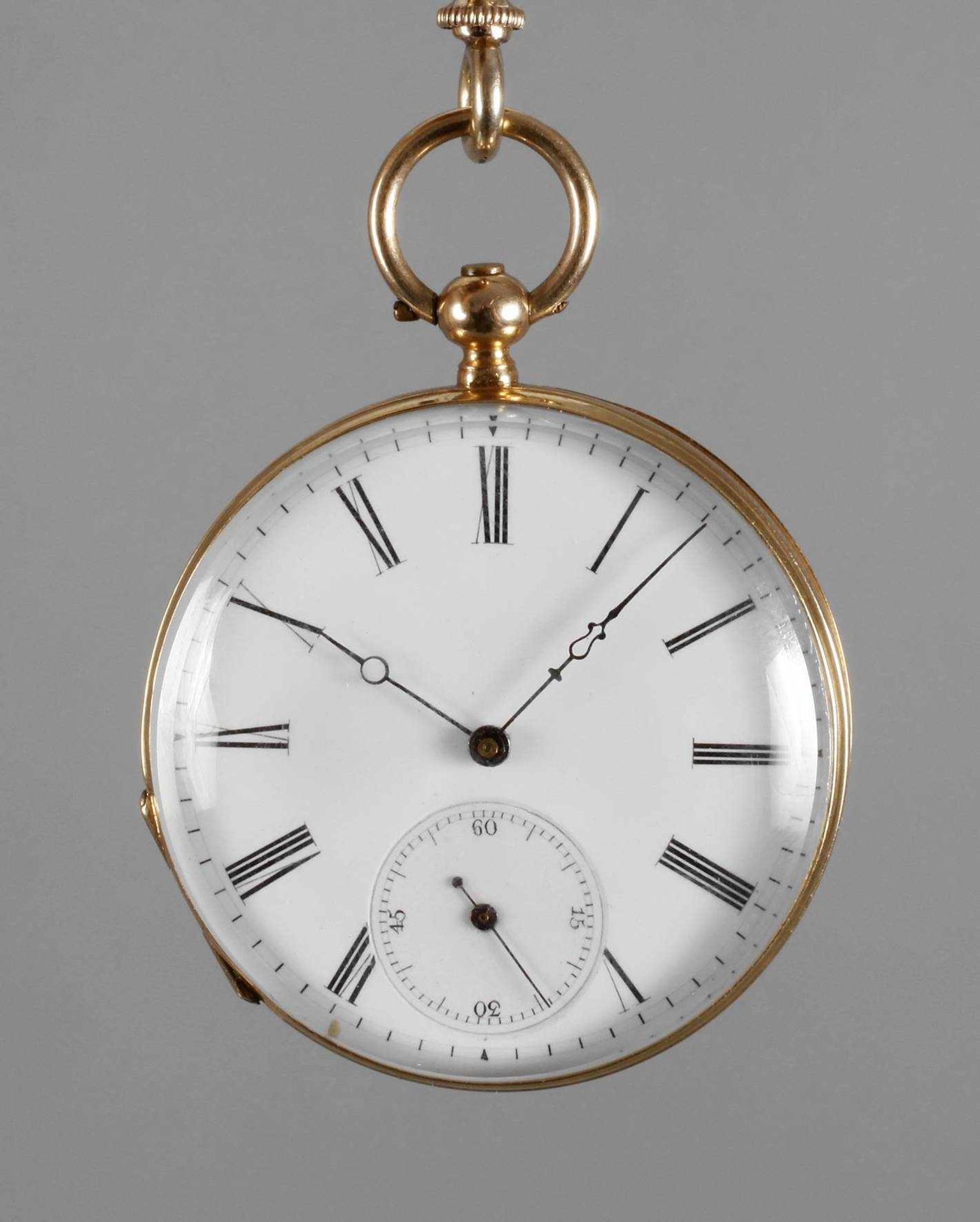 Taschenuhr Vacheron mit KetteSchweiz, um 1870, fein guillochiertes 18 k-Goldgehäuse,