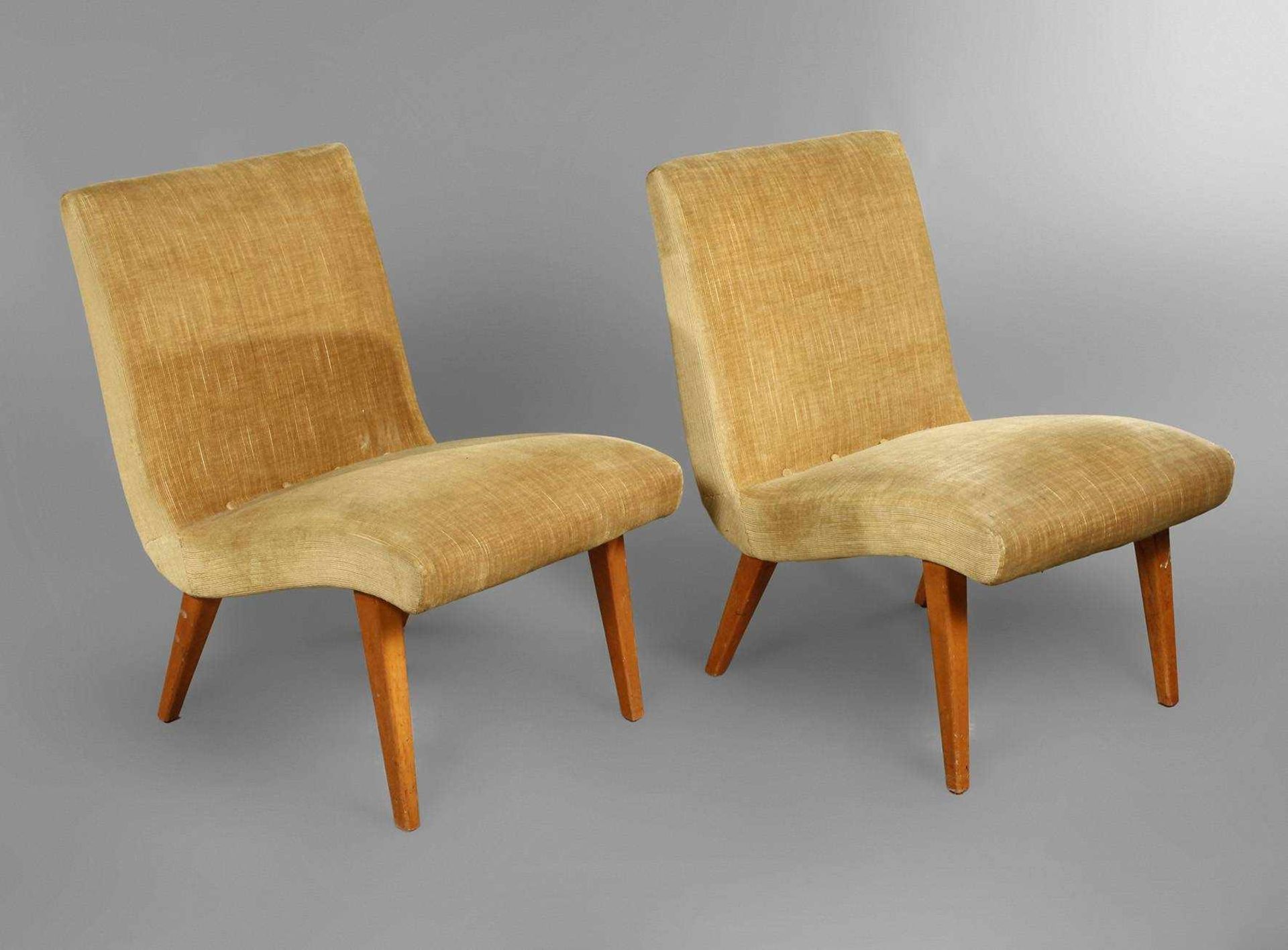 Zwei Sessel Modell "Vostra"Entwurf Jens Risom, Hersteller: Knoll, ca. 1949, Gestell aus Buche