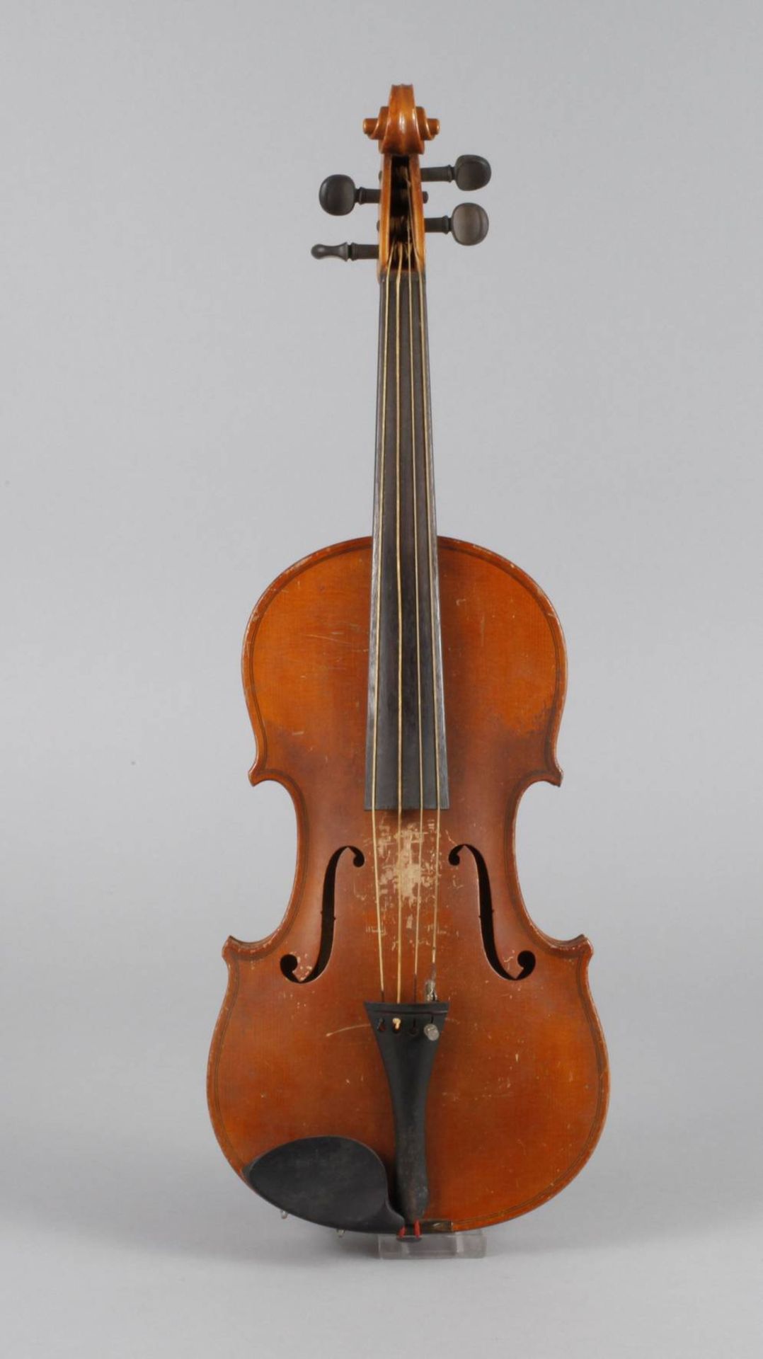 Violine im Etuium 1920, Modellzettel Joh. Bapt. Schweitzer, Hieronymo Amati, geteilter, - Bild 3 aus 7