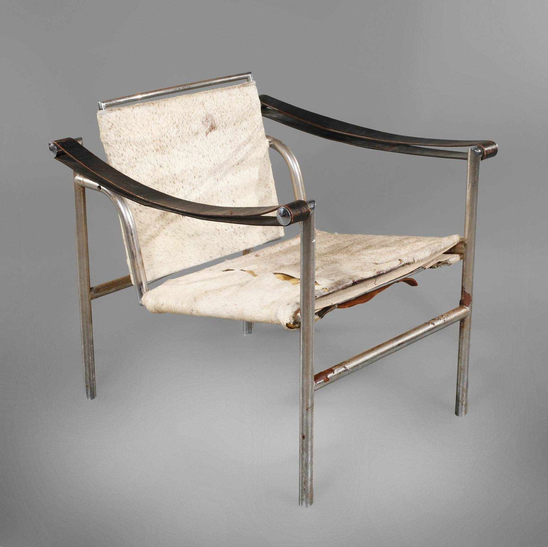 Sessel LC1Entwurf Le Corbusier 1928, Ausführung Cassina Mailand, wohl 1970er Jahre, Gestell