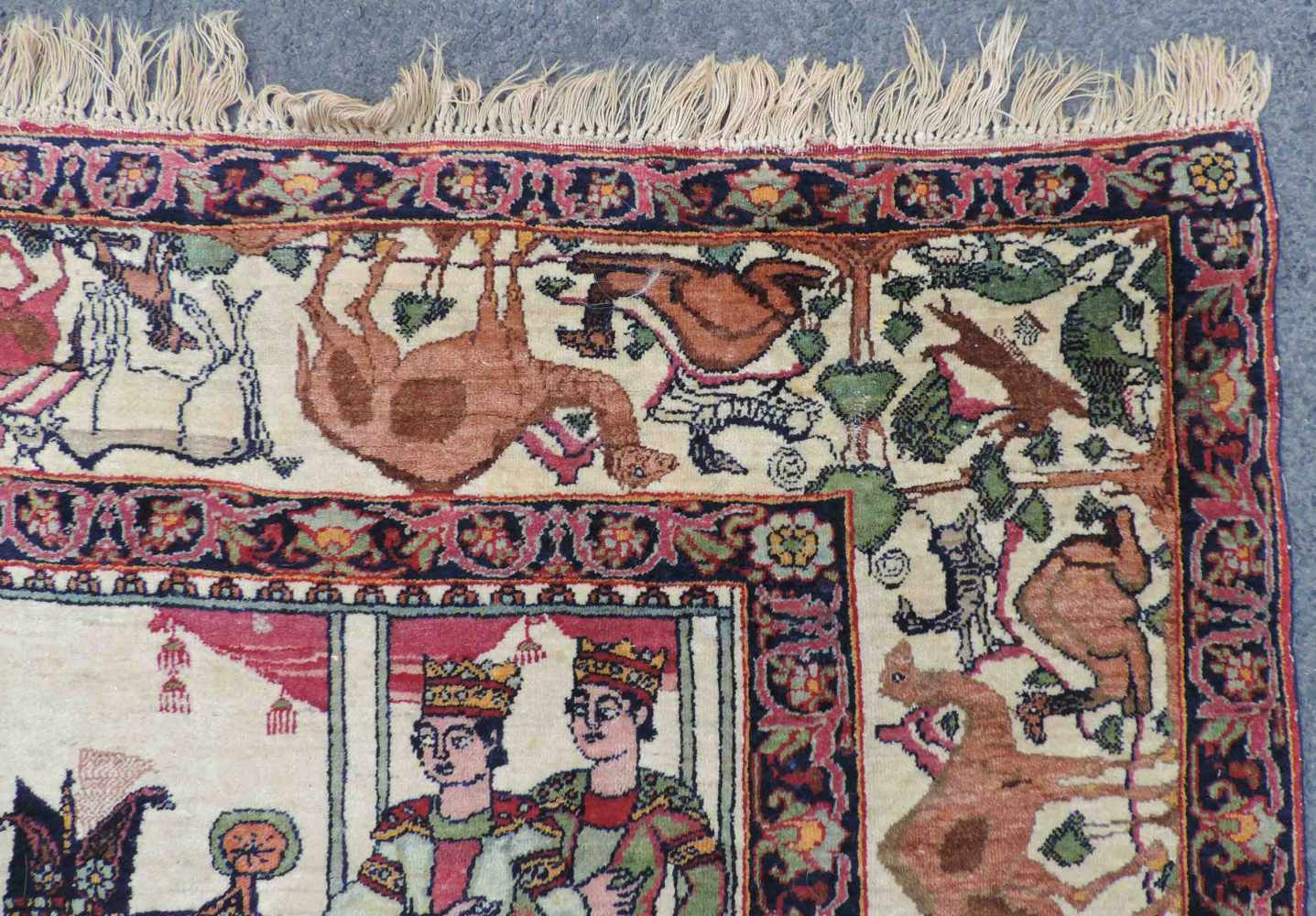 Kirman Laver Bildteppich. Iran. Antik, um 1900. "Schah Nawari Kermanshah". 214 cm x 145 cm. - Image 9 of 11