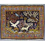 Keschan Bildteppich. Iran. 81 cm x 104 cm. Orientteppich, handgeknüpft. Wolle auf Baumwolle. Feine