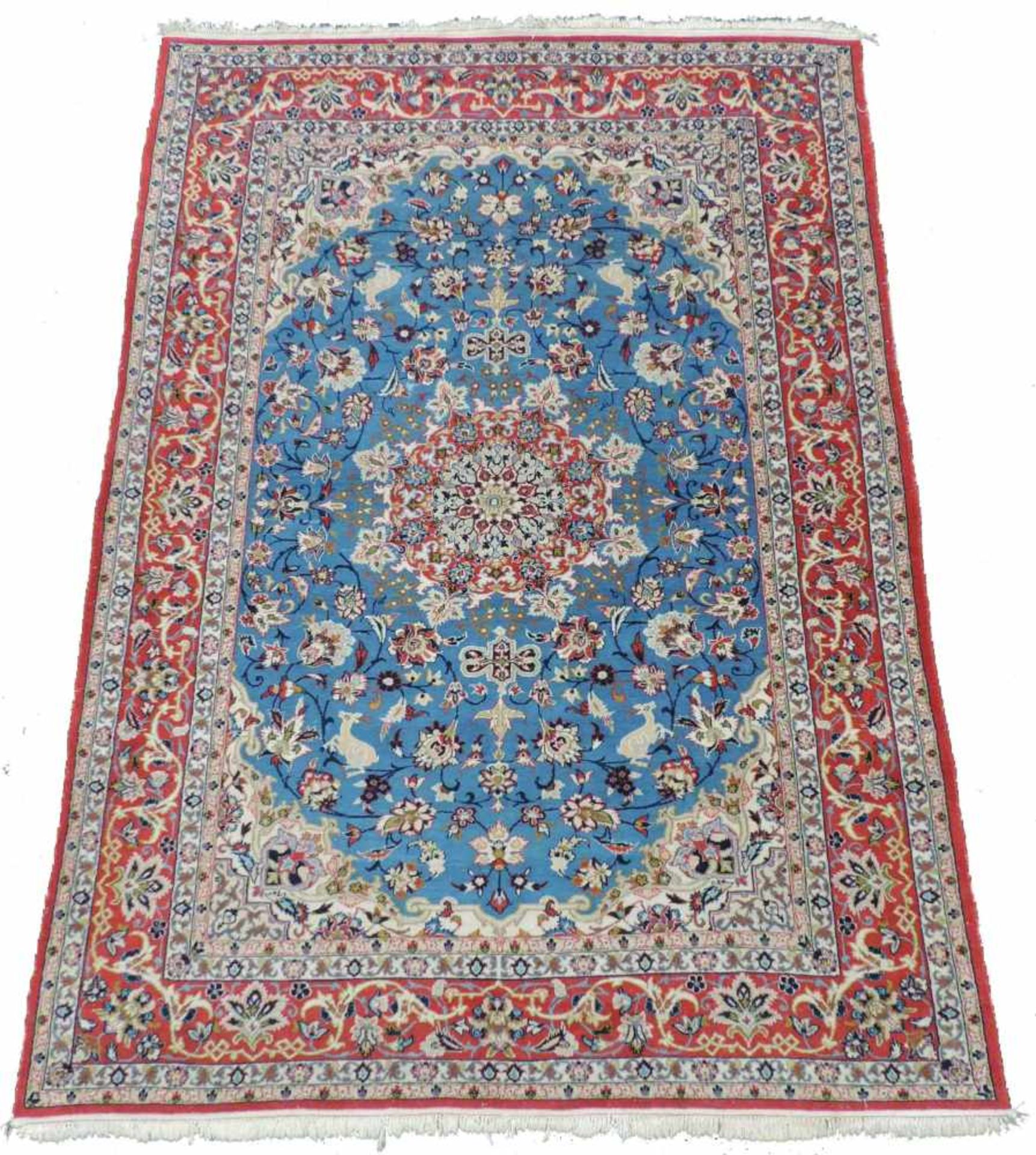Isfahan Perserteppich. Iran. Sehr feine Knüpfung. 214 cm x 148 cm. Orientteppich, handgeknüpft.
