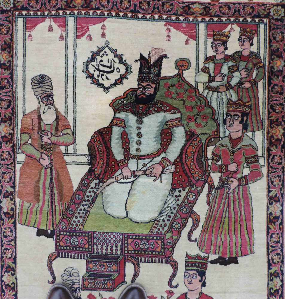 Kirman Laver Bildteppich. Iran. Antik, um 1900. "Schah Nawari Kermanshah". 214 cm x 145 cm. - Image 10 of 11