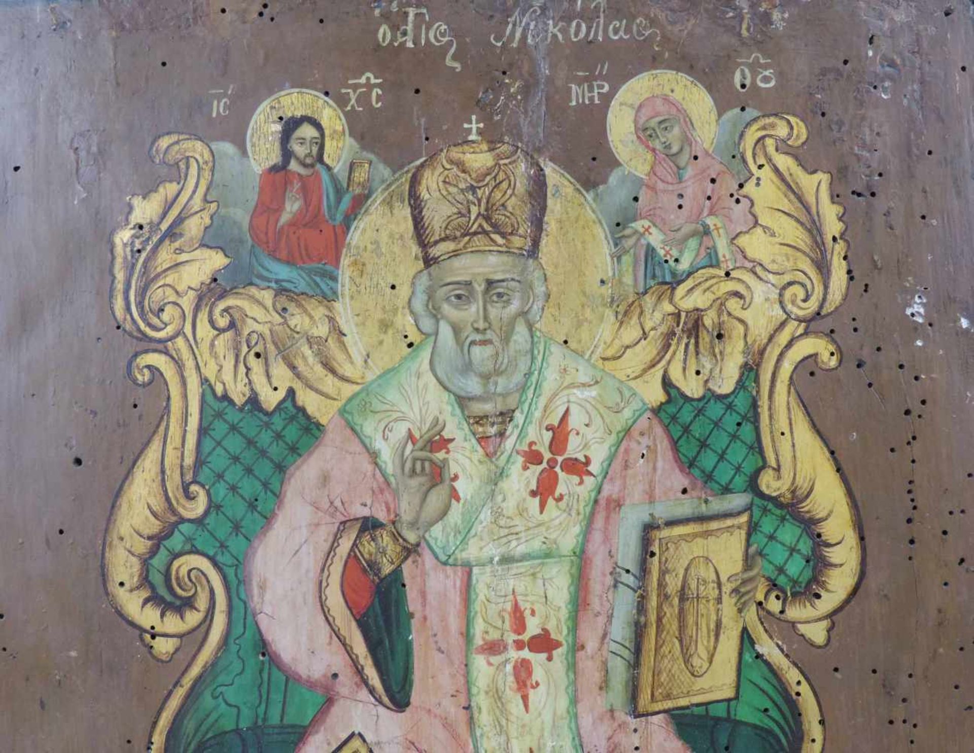 IKONE (XIX). Nikolaus von Myra. Orthodox. 45 cm x 35 cm. Gemälde auf Holz. ICON (XIX). Nicholas of - Image 2 of 5