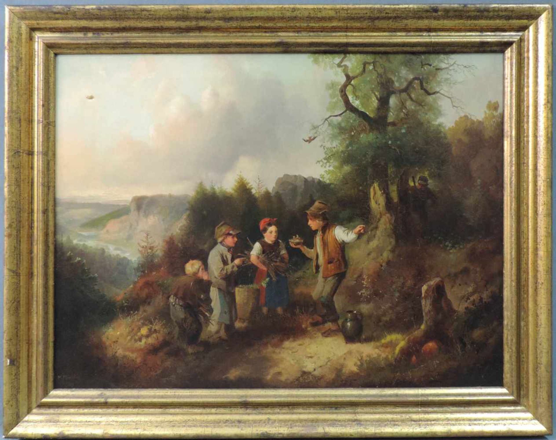 Meno MÜHLIG (1823 - 1873). Der Nesträuber. 44 cm x 58 cm. Gemälde. Öl auf Leinwand. Unten links - Bild 2 aus 7