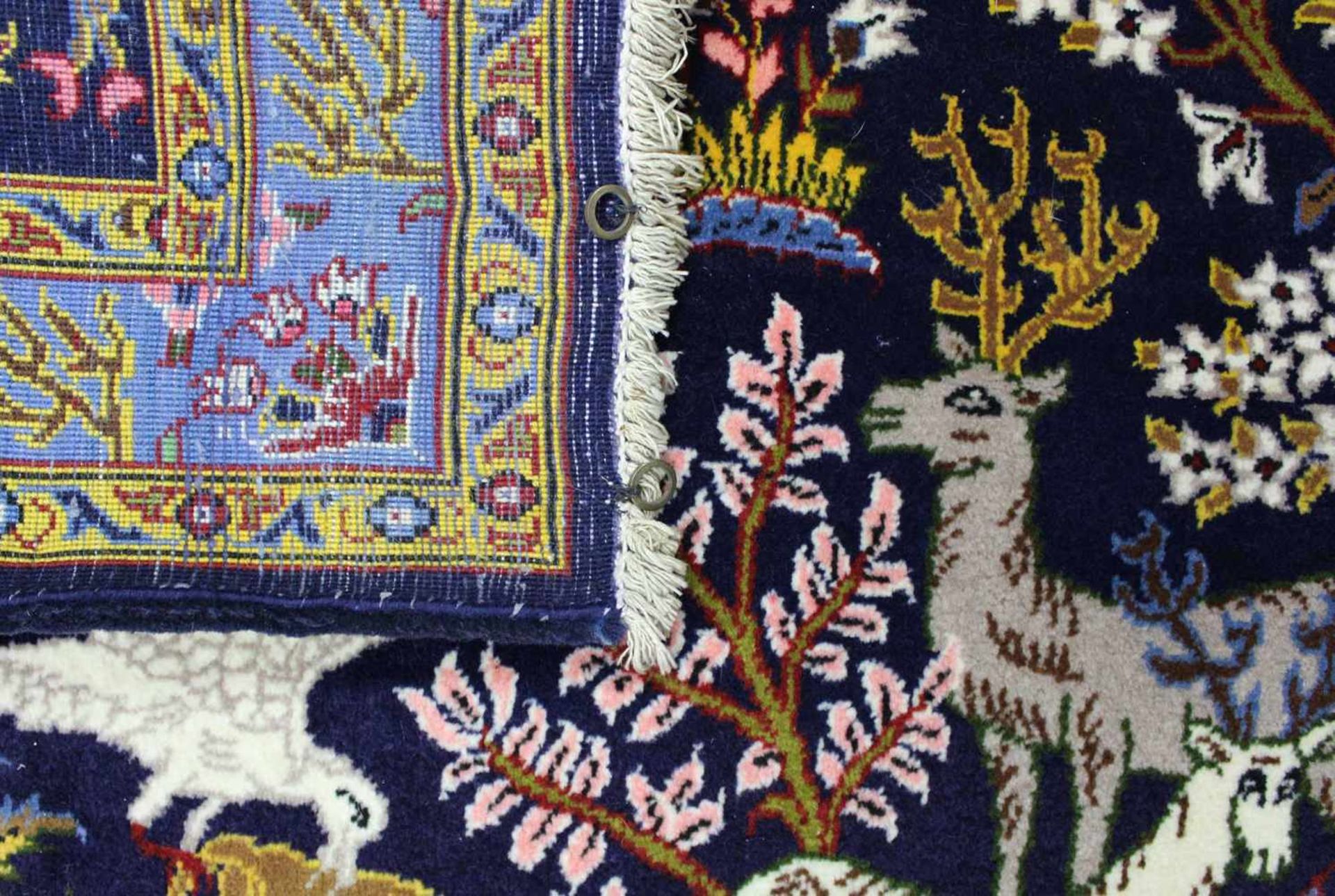 Keschan Bildteppich. Iran. 81 cm x 104 cm. Orientteppich, handgeknüpft. Wolle auf Baumwolle. Feine - Bild 5 aus 6