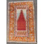 Konya - Ladik Gebetsteppich. Türkei. Antik, um 1890. 176 cm x 117 cm. Handgeknüpft. Wolle auf Wolle.