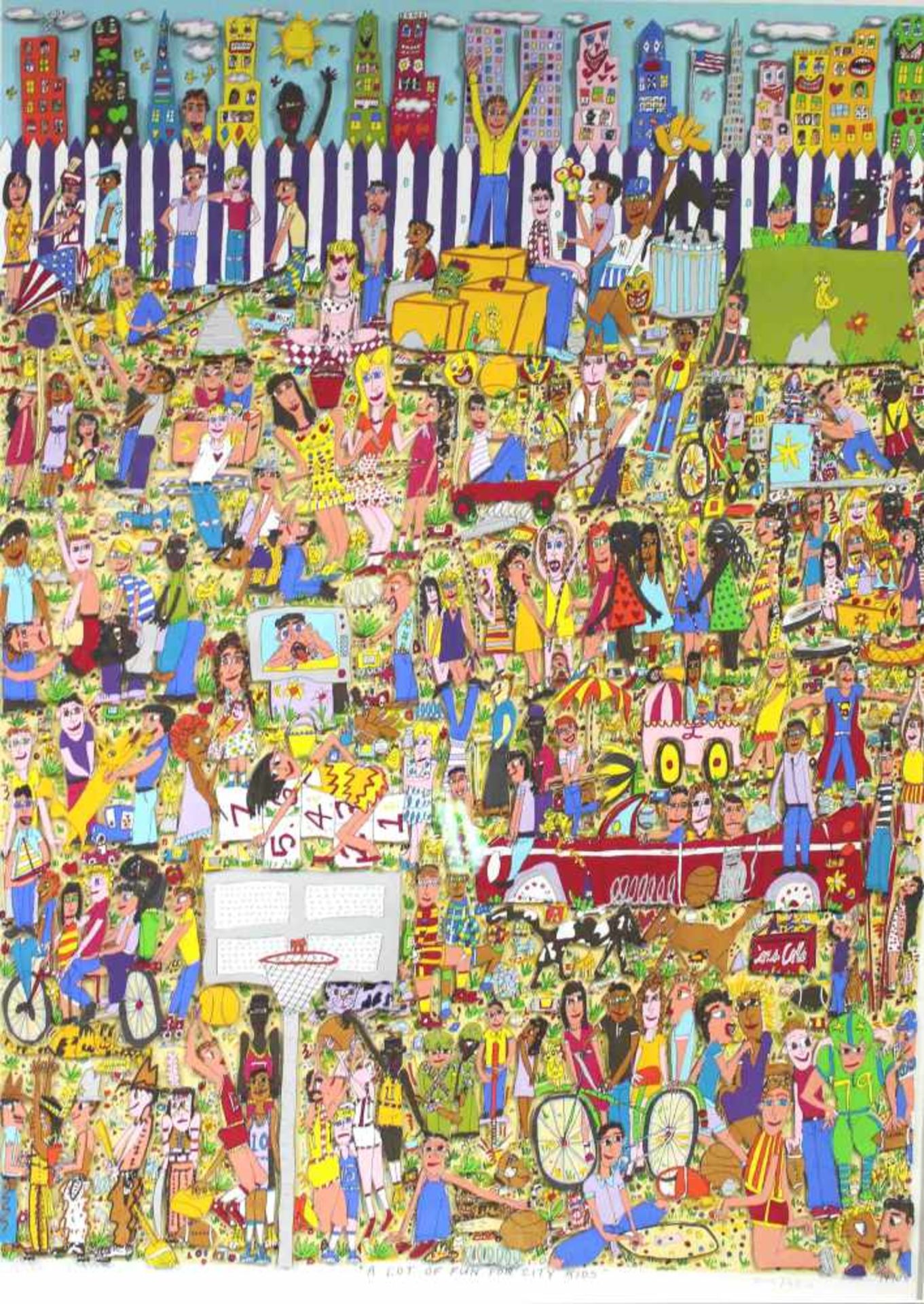 JAMES RIZZI (1950 - 2011). "a lot of fun for city kids" 93 cm x 66 cm. Multiple, Druck in den