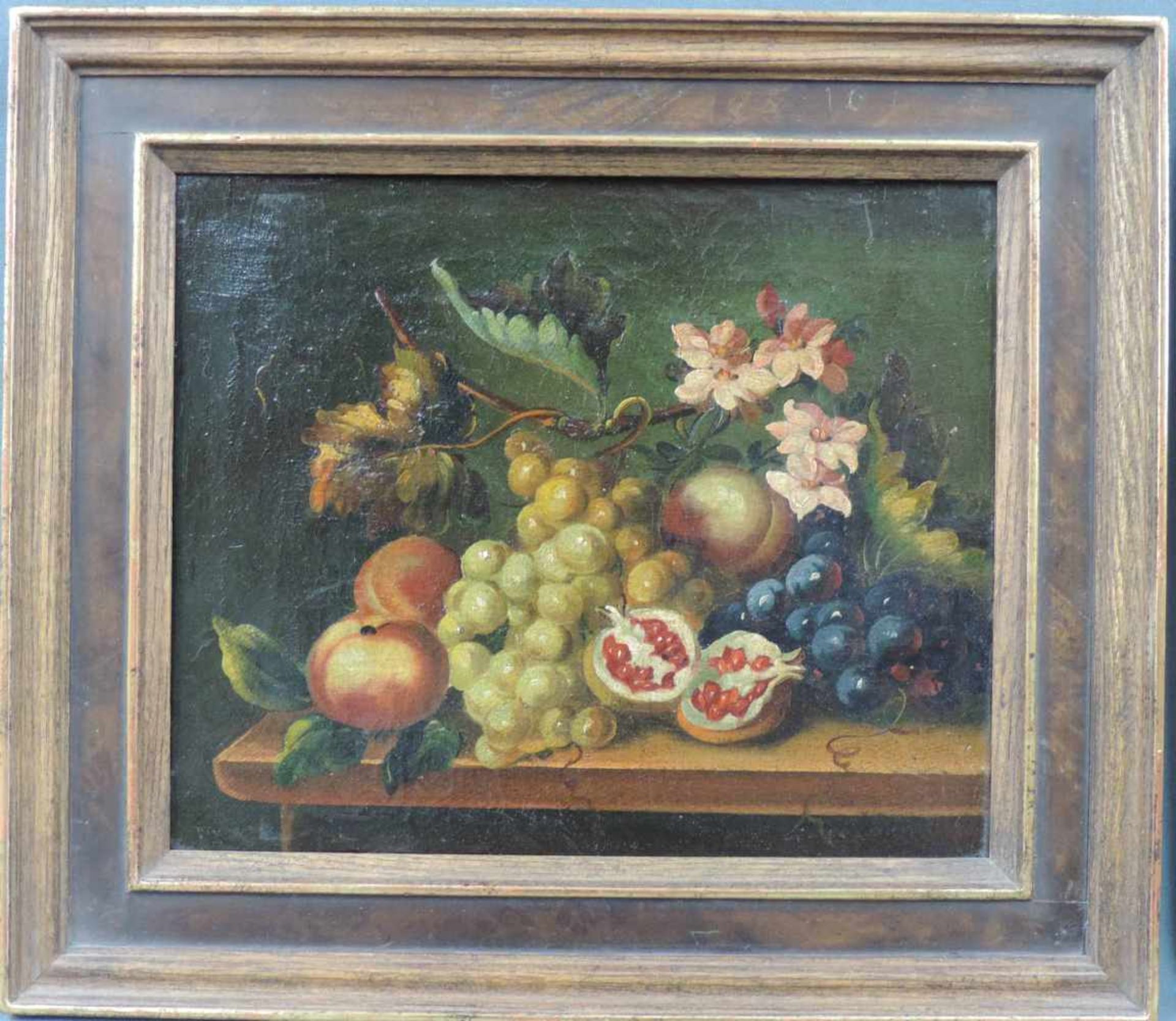 UNSIGNIERT (XIX). Ein Paar Früchtestillleben. 25 cm x 30 cm. Gemälde. Öl auf Leinwand. UNSIGNED ( - Bild 2 aus 6
