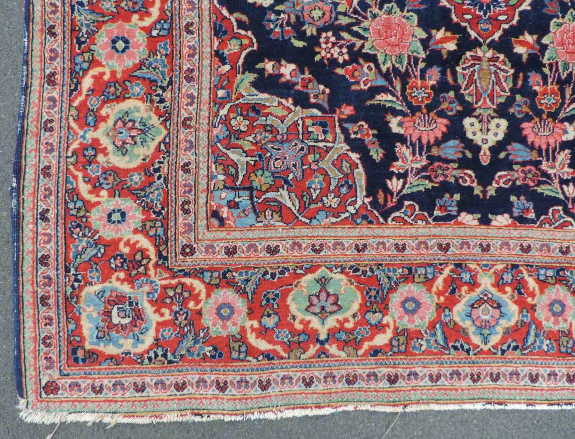 Keschan, Perserteppich. Iran, alt um 1930. Sehr feine Knüpfung. 225 cm x 134 cm. Handgeknüpft. - Bild 3 aus 10