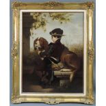 A. Le CARPENTIER (XIX). Junger Jäger mit Beagle. 69 cm x 52 cm. Gemälde. Öl auf Leinwand, alt