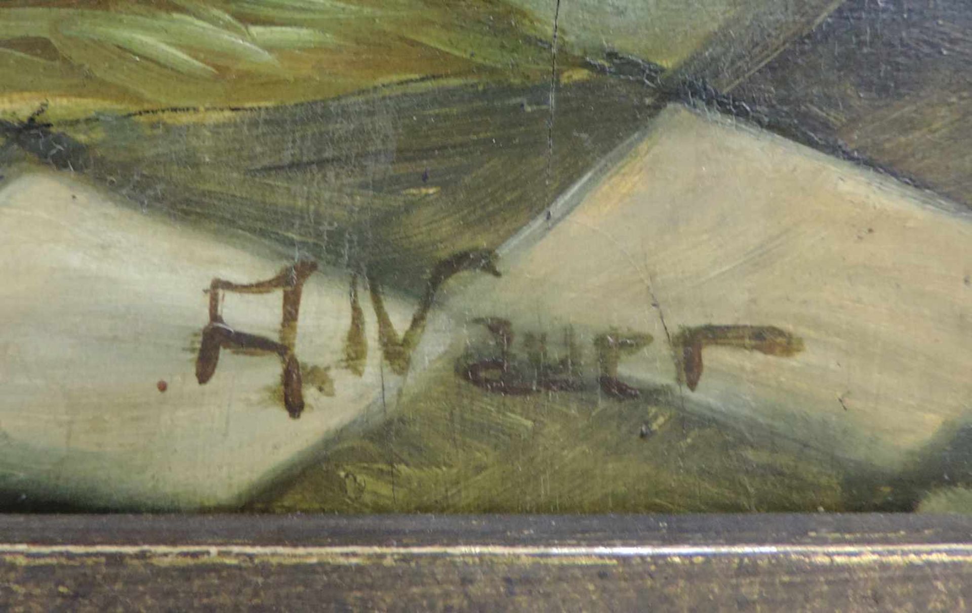 Adolf NAUER (1893 - 1966). Das fehlende Blatt. 49 cm x 57 cm. Gemälde. Öl auf Platte. Rechts unten - Image 3 of 6
