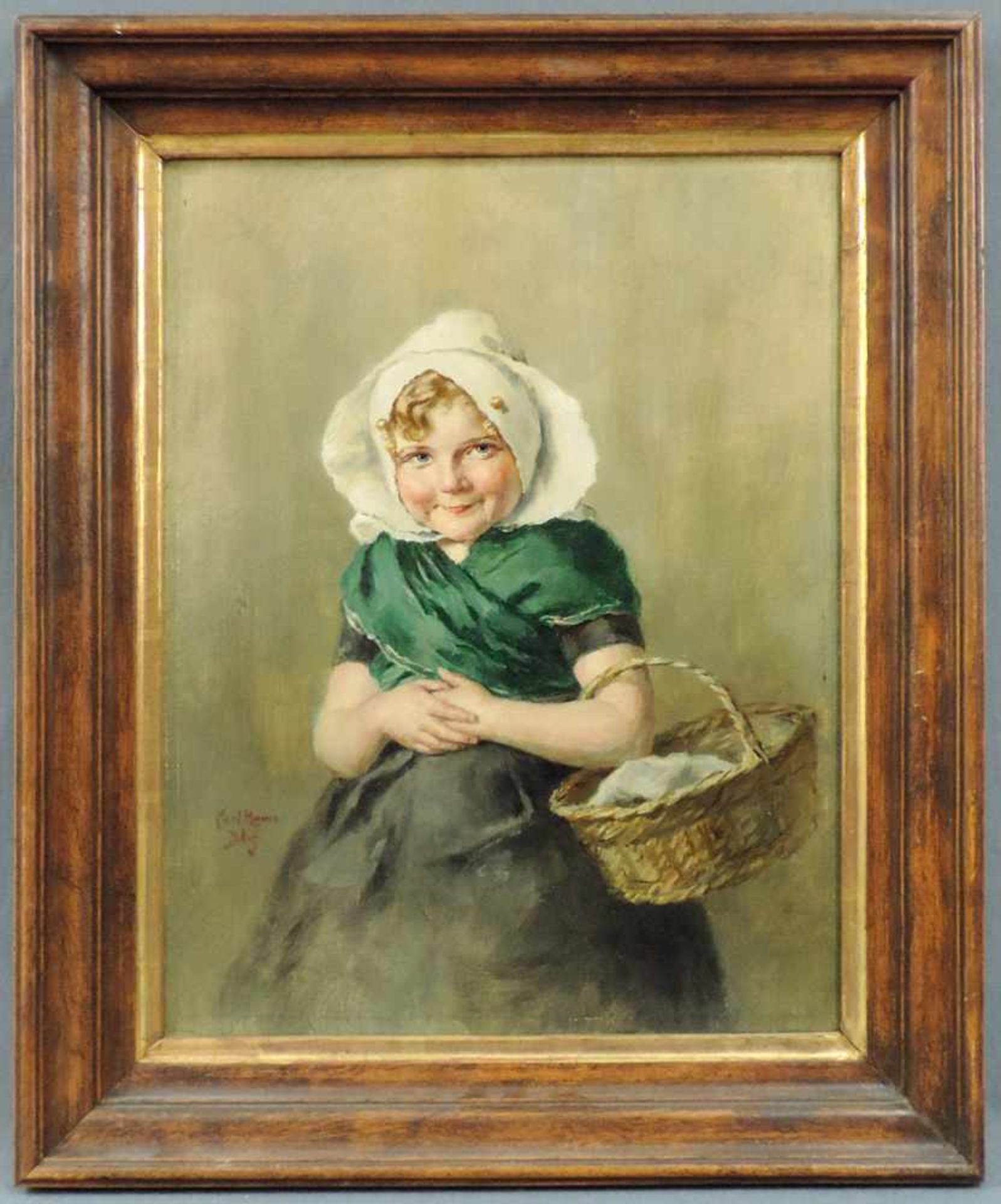 Carl HAVER (XIX - XX). Meisje. 45 cm x 34 cm. Gemälde. Öl auf Leinwand. Links signiert. Carl - Bild 2 aus 7