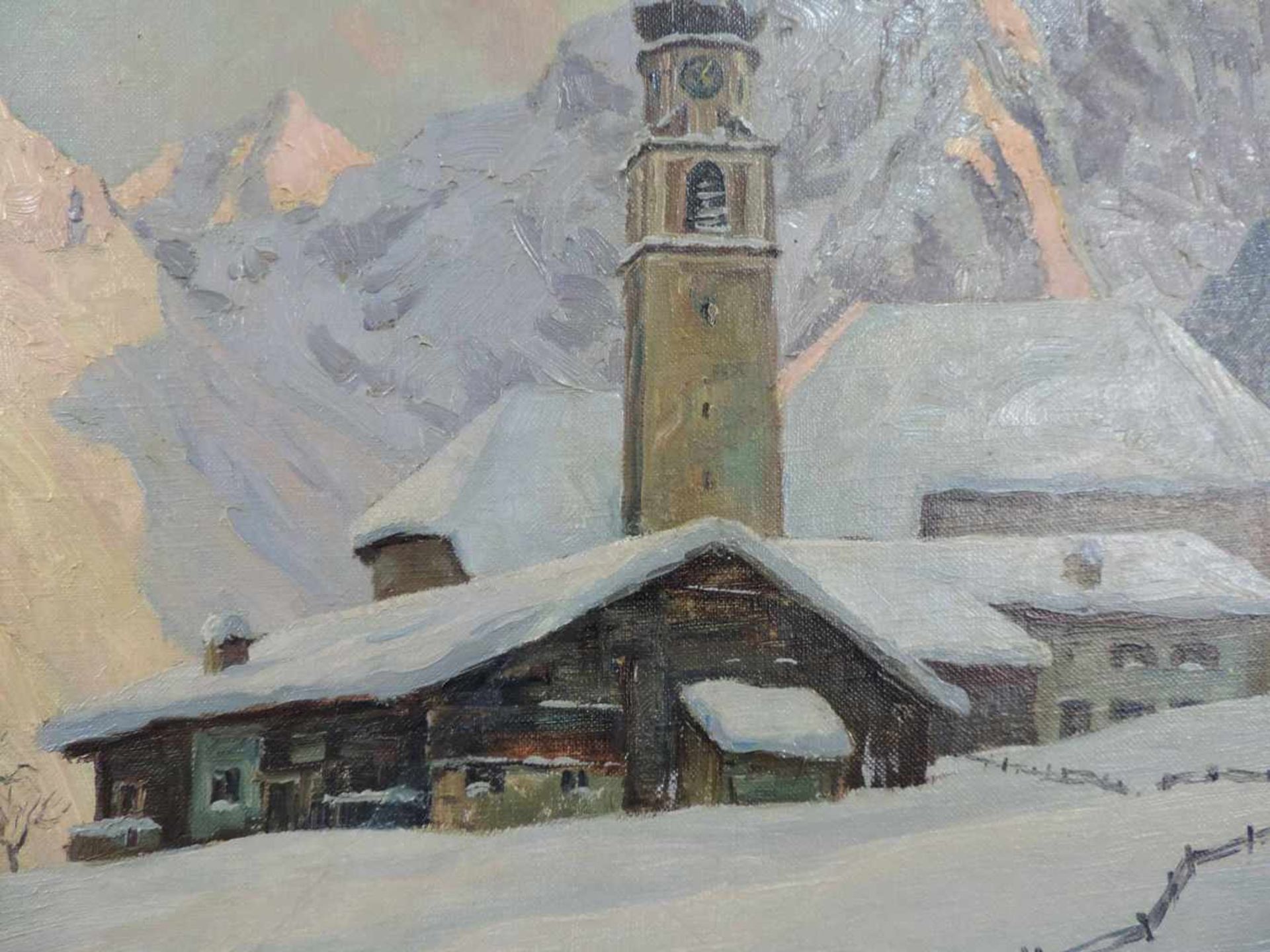 Erwin KETTEMANN (1897 - 1971). Winter in Lermoos. 70 cm x 100 cm. Gemälde. Öl auf Leinwand. Rechts - Bild 4 aus 7