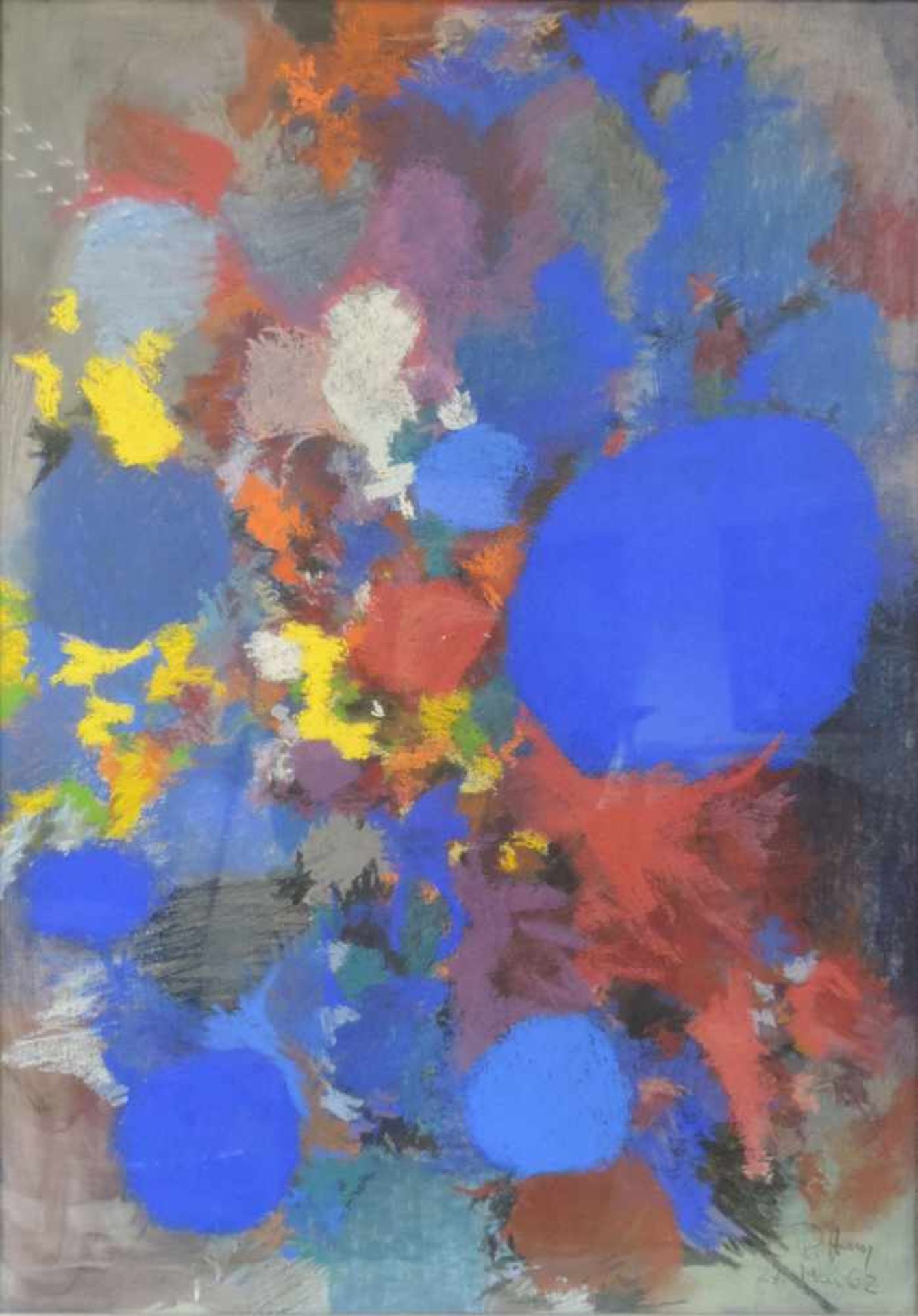 Rolf HANS (1938 - 1996). "Blue Monk 27.5.16". 96 cm x 59 cm. Pastell. Rechts unten signiert und