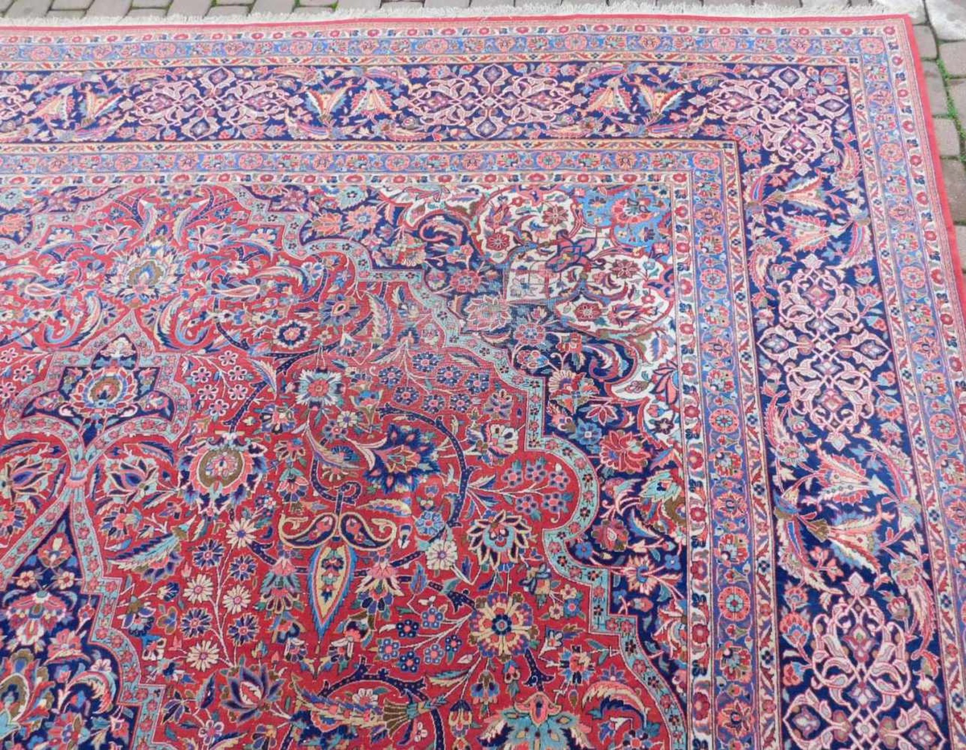 Keschan Perserteppich. Iran. Alt, um 1930. Sehr feine Knüpfung. 413 cm x 315 cm. Handgeknüpft. - Bild 6 aus 10