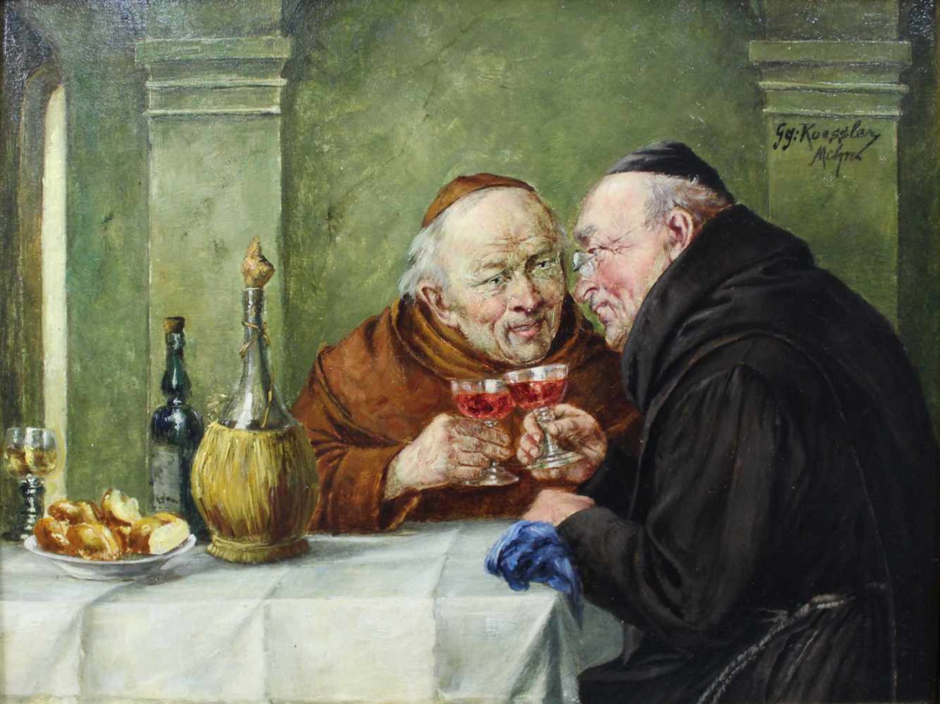 Georg ROESSLER (1861-1925). Zwei Gemälde mit Mönchen. 25,5 cm x 34 cm. Öl auf Holz. Signiert oben - Image 3 of 10