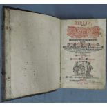Illustrierte Biblia, Nürnberg, 1693. 38 cm x 26 cm x 13 cm. U.a. teilweise restauriert. Illustrierte