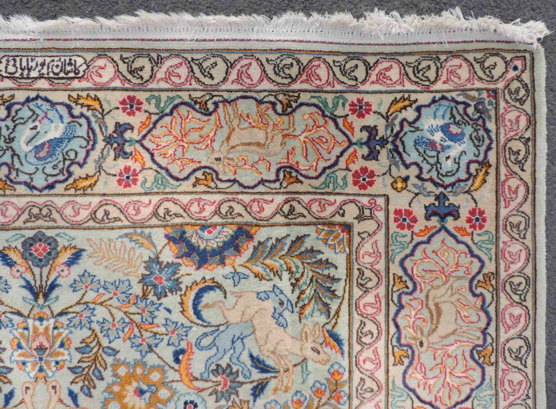 Keschan Perserteppich signiert. Iran. Feine Knüpfung. 210 cm x 144 cm. Orientteppich, - Bild 6 aus 9