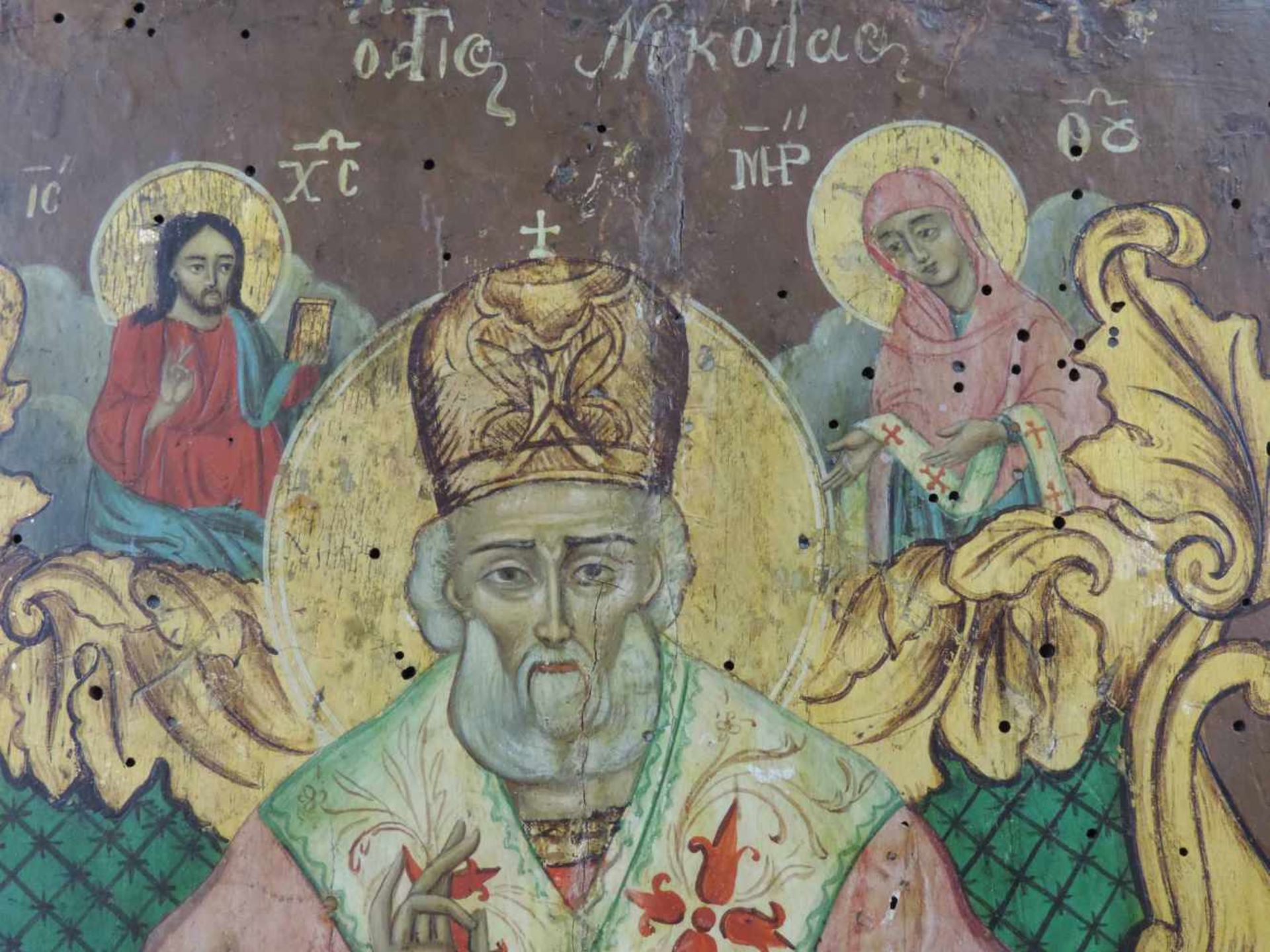 IKONE (XIX). Nikolaus von Myra. Orthodox. 45 cm x 35 cm. Gemälde auf Holz. ICON (XIX). Nicholas of - Image 4 of 5