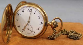 Drei GolddeckelTaschenuhr, 585 Gelbgold. 109,5 Gramm. Werk läuft an. Three gold lids pocket watch,