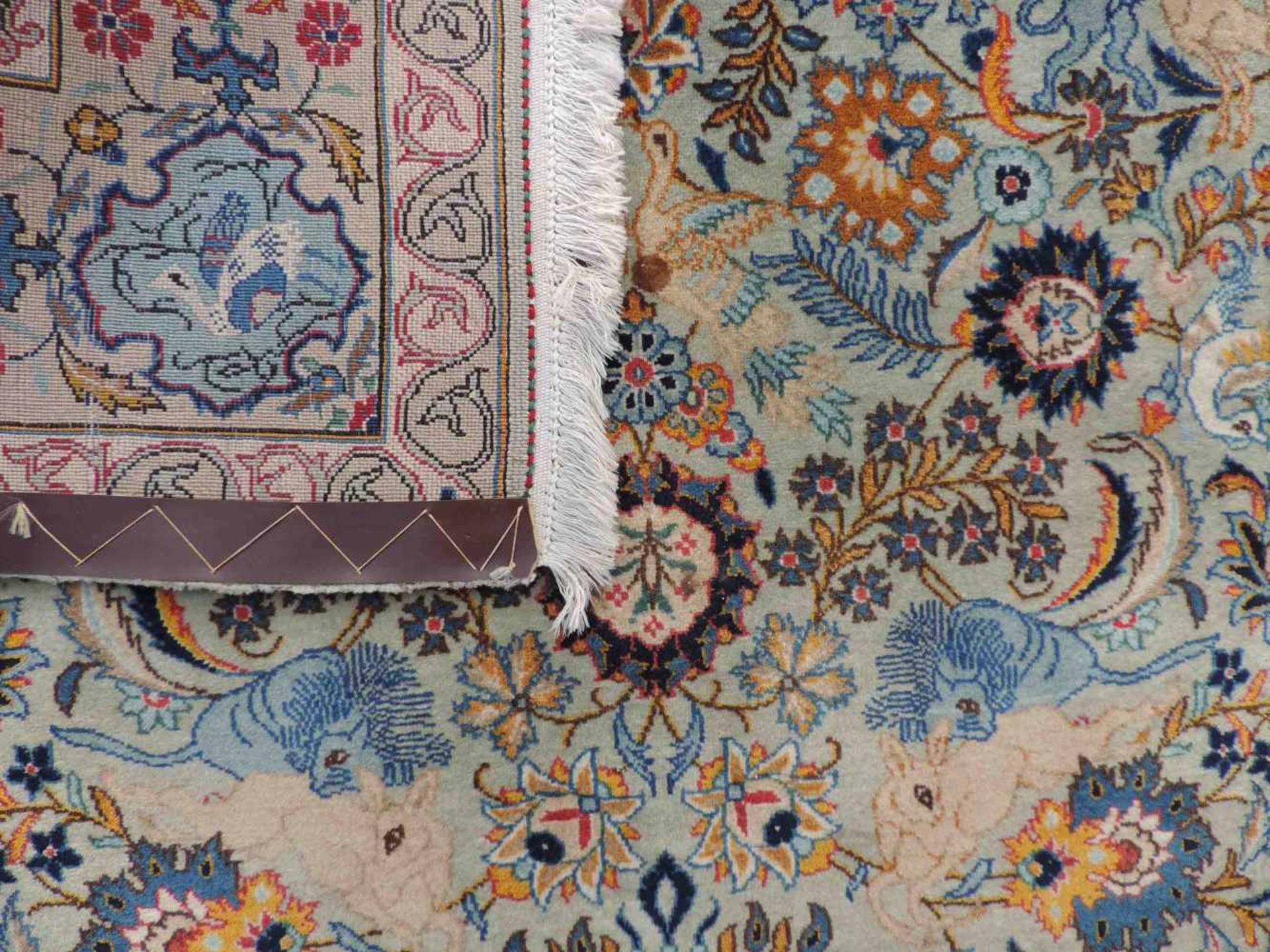Keschan Perserteppich signiert. Iran. Feine Knüpfung. 210 cm x 144 cm. Orientteppich, - Bild 7 aus 9