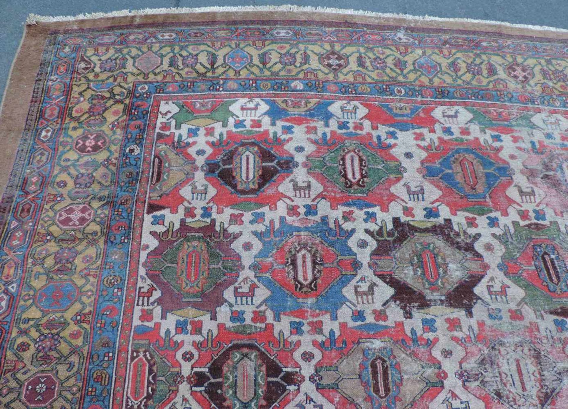 Hamadan Perserteppich. Iran. Antik, um 1900. 430 cm x 308 cm. Orientteppich, handgeknüpft. Wolle und - Bild 6 aus 9