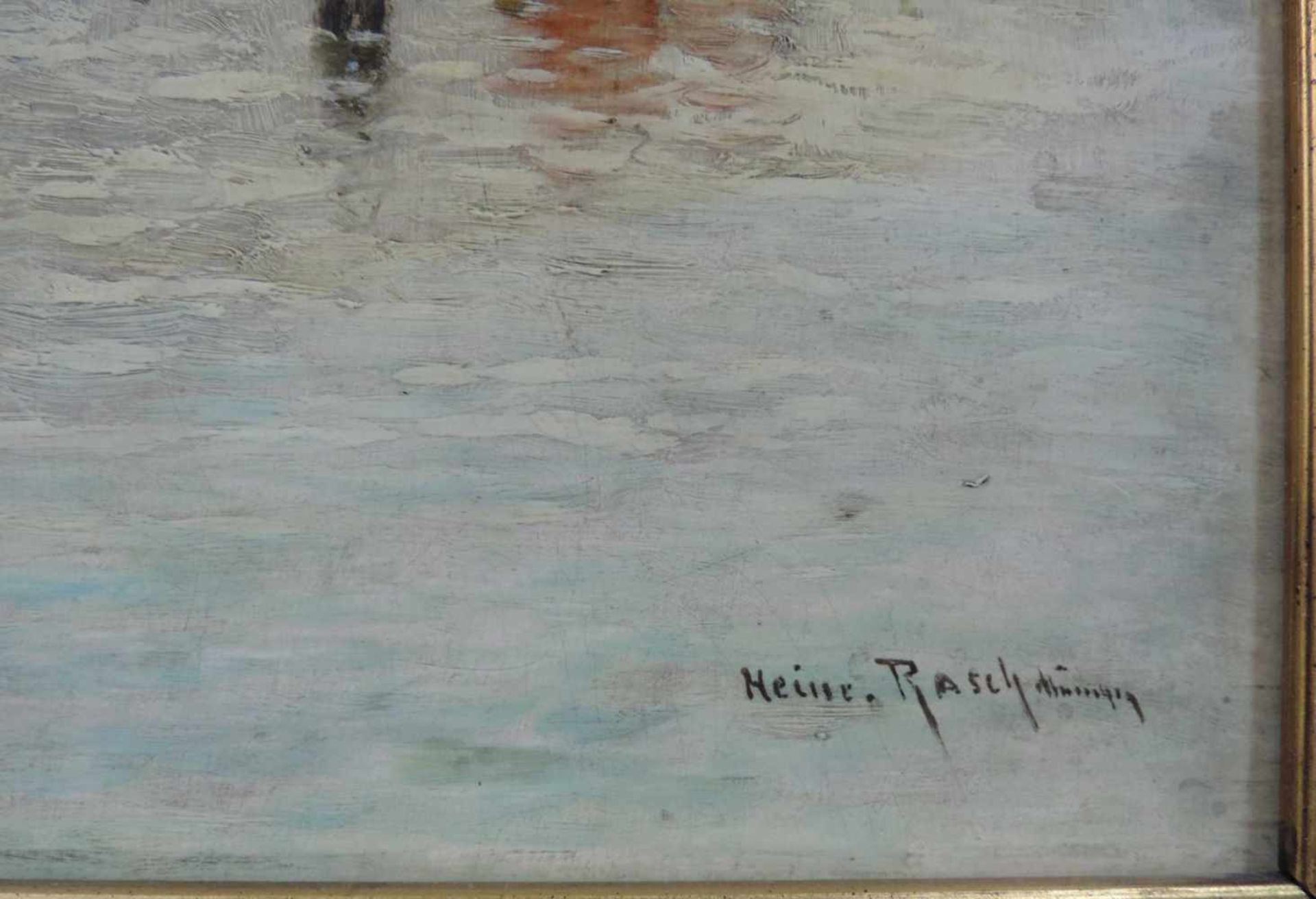 Heinrich RASCH (1840 - 1913). Schiffe in der Lagune von Venedig. 32 cm x 42 cm. Gemälde. Öl auf - Image 3 of 5