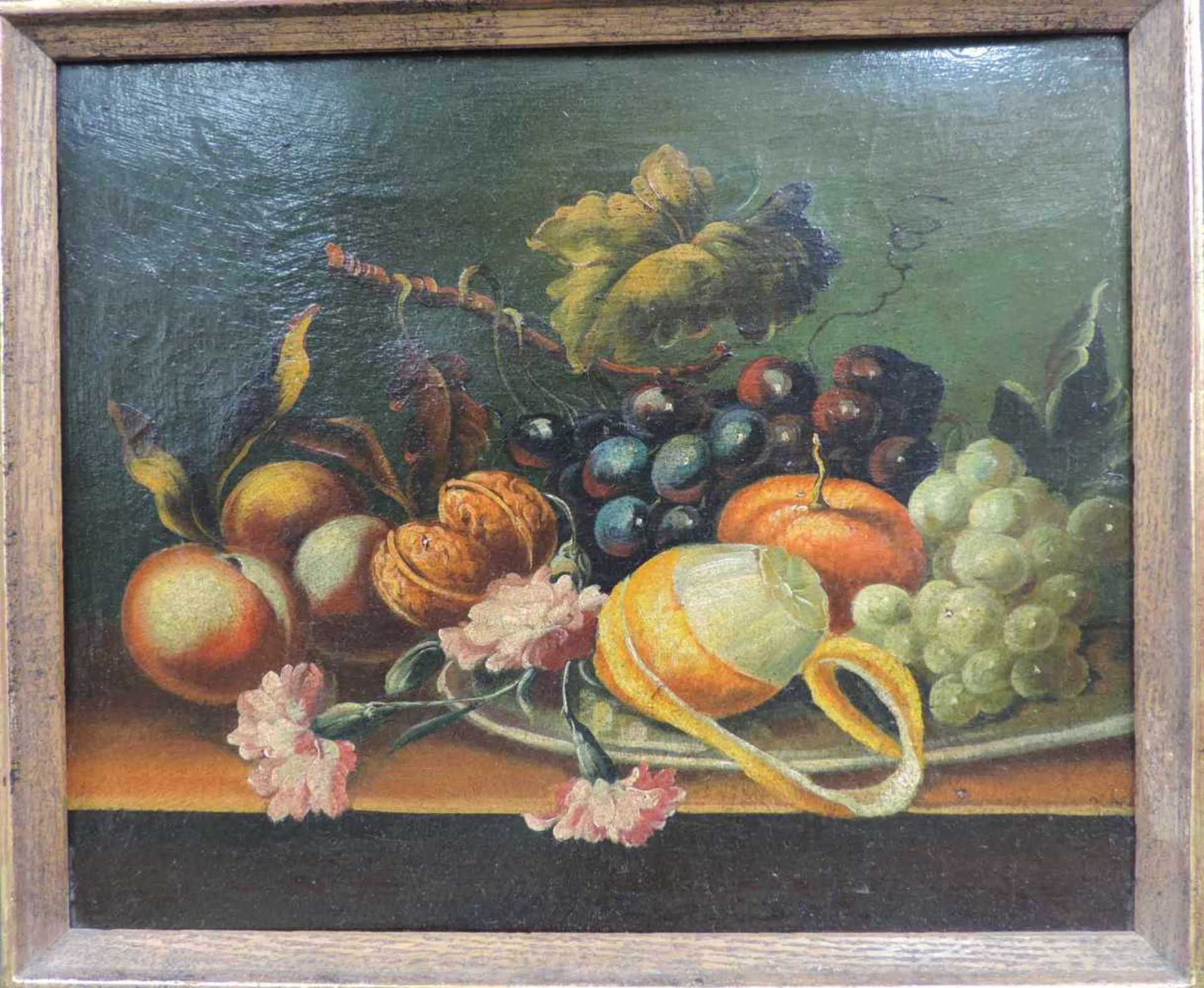 UNSIGNIERT (XIX). Ein Paar Früchtestillleben. 25 cm x 30 cm. Gemälde. Öl auf Leinwand. UNSIGNED ( - Image 5 of 6