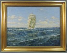 J. JOHANSEN (XX). 2 Master Segelschiff unter voller Takelage. 61 cm x 80 cm. Gemälde. Öl auf