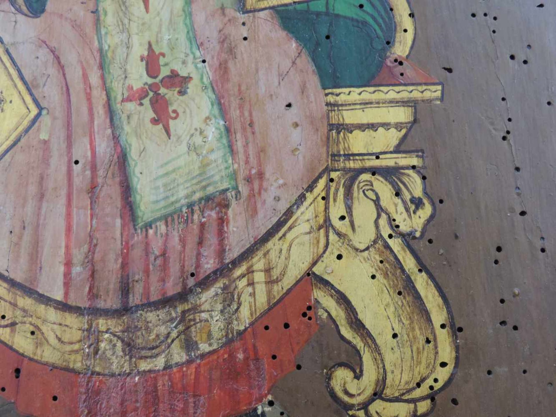 IKONE (XIX). Nikolaus von Myra. Orthodox. 45 cm x 35 cm. Gemälde auf Holz. ICON (XIX). Nicholas of - Image 3 of 5