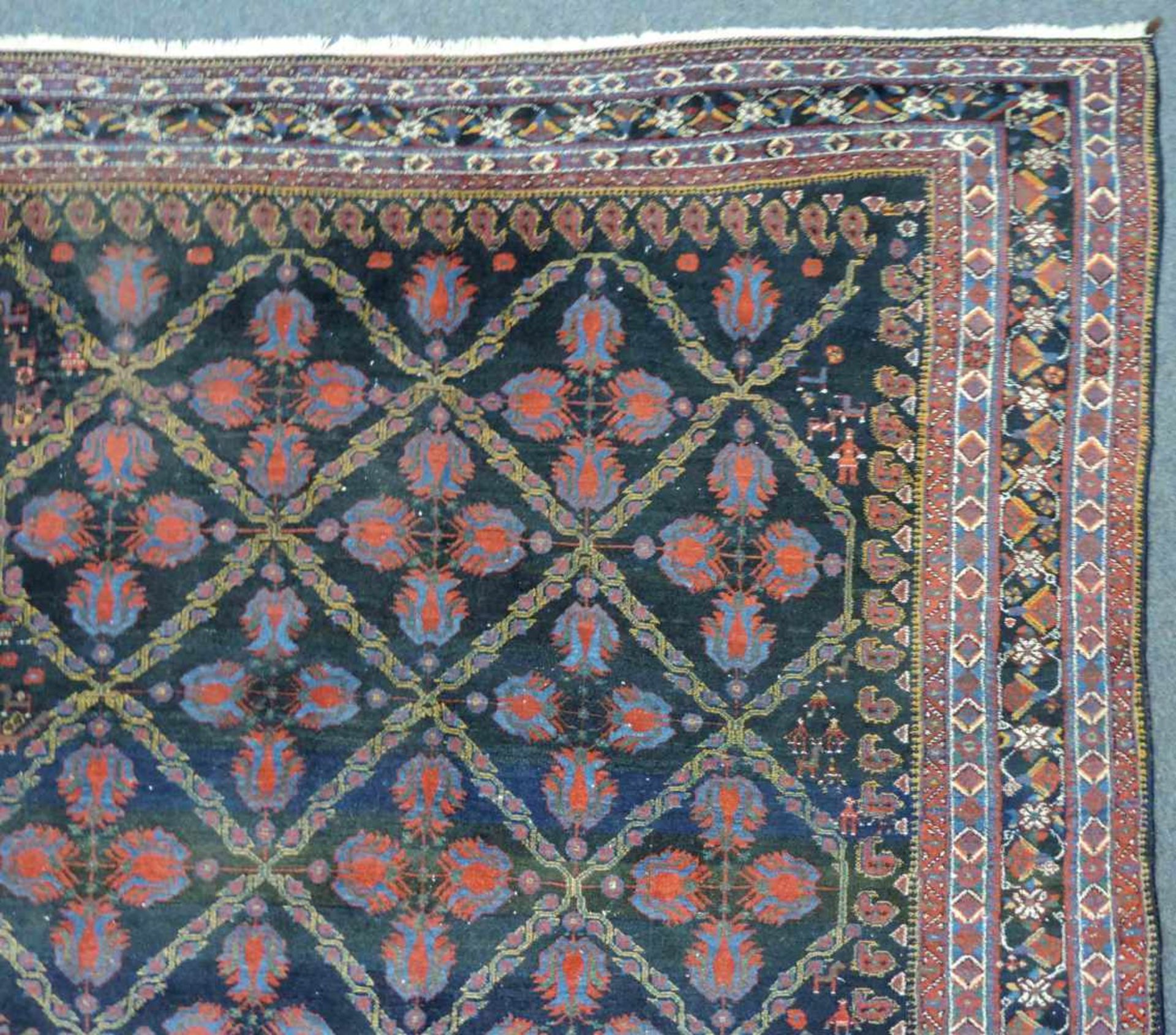 Afschar Perserteppich. Iran. Antik, um 1910. 314 cm x 182 cm. Orientteppich, handgeknüpft. Wolle auf - Bild 6 aus 9