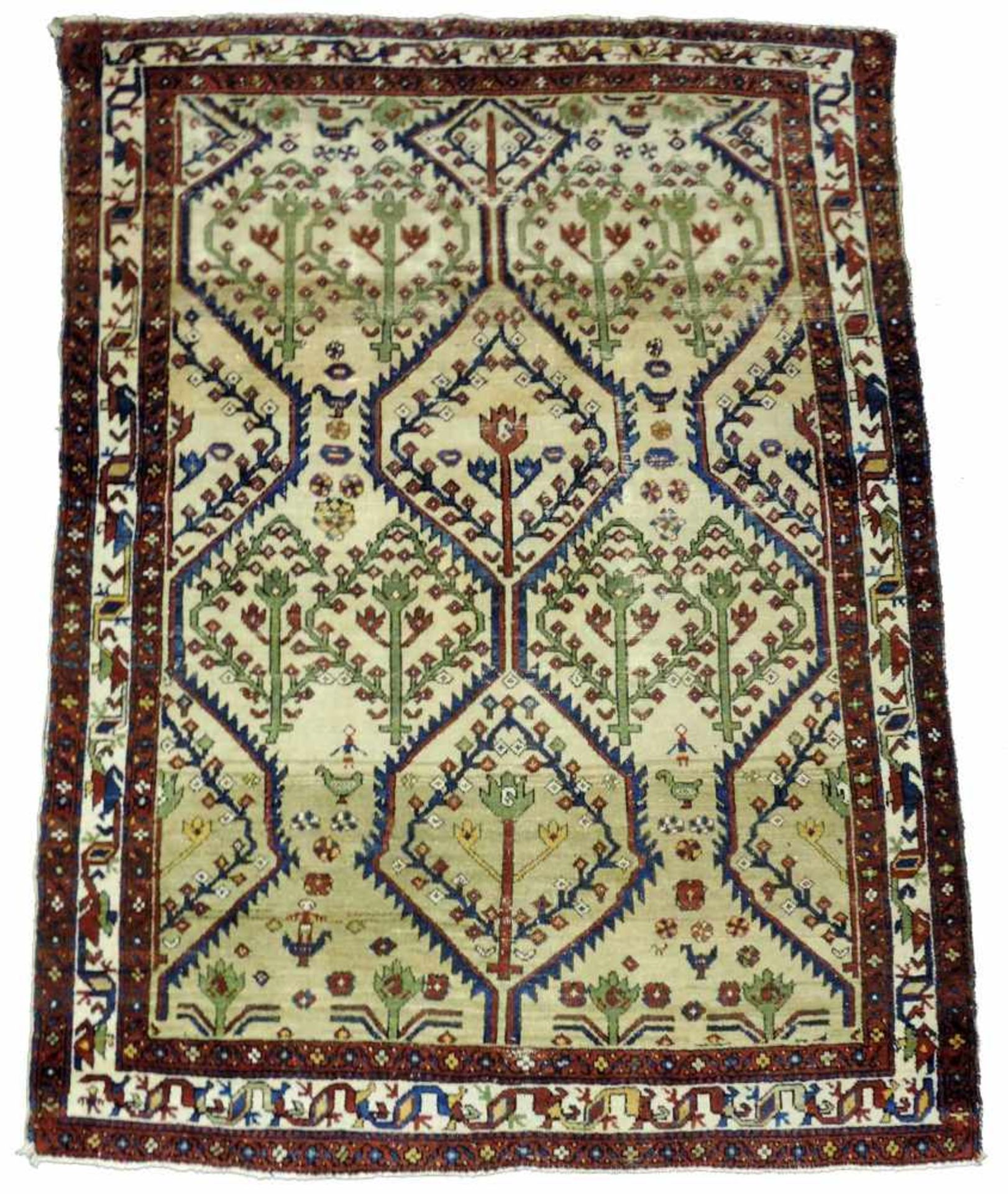 Bachtiar Perserteppich. Iran. Alt, um 1920. 196 cm x 150 cm. Orientteppich, handgeknüpft. Wolle