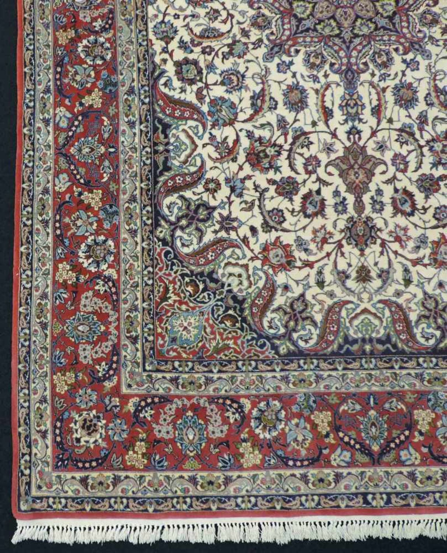 Isfahan Perserteppich. Iran. Selten feine Knüpfung. 241 cm x 158 cm. Handgeknüpft. Korkwolle und - Bild 6 aus 8