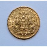 20 Mark 1877 Deutsches Kaiserreich Hamburg, 1877, J, Stadtwappen. Material: Gold. Gewicht: 7,96 g.
