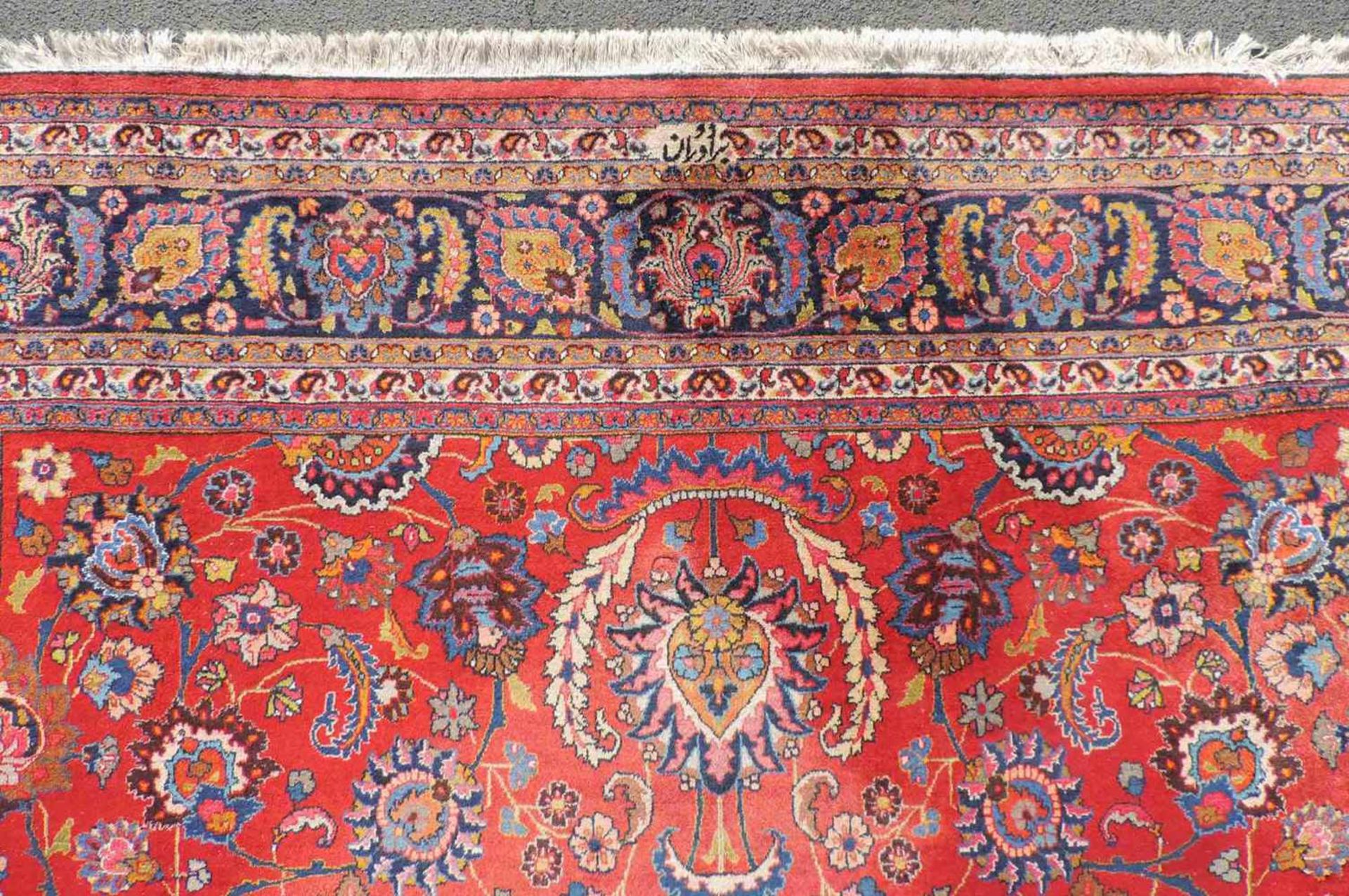 Mesched Perserteppich. Iran. Durchgemustert. 418 cm x 310 cm. Orientteppich. Handgeknüpft. Wolle auf - Bild 16 aus 16