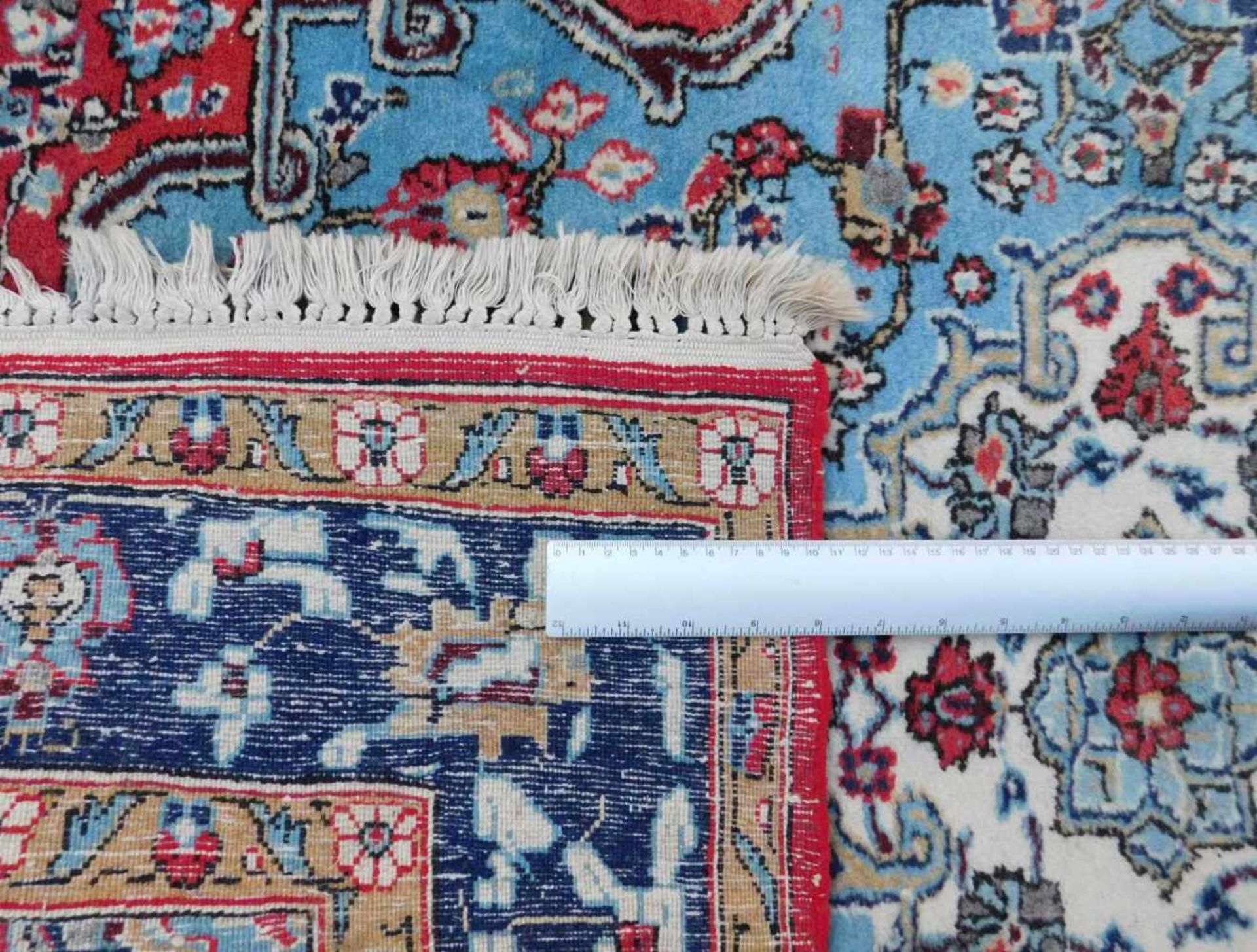 Ghom Perserteppich. Iran, alt, Mitte 20. Jahrhundert. Feine Knüpfung. 157 cm x 110 cm. Handgeknüpft. - Bild 8 aus 8