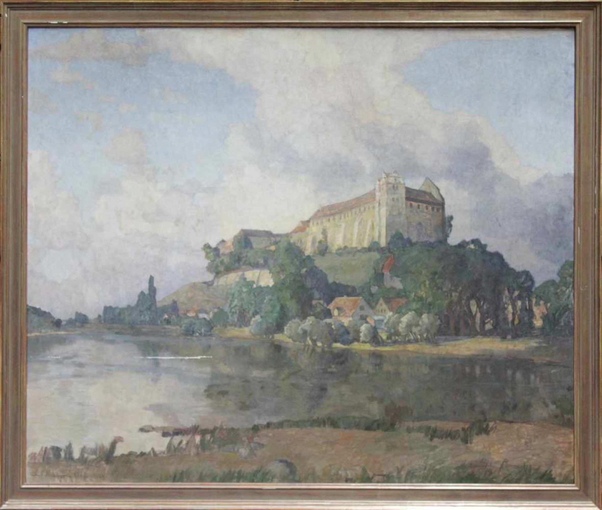 Richard KAISER (1868 - 1941). Bergfestung über einem Fluss 1929. 125 cm x 150 cm. Gemälde, Öl auf - Image 2 of 6