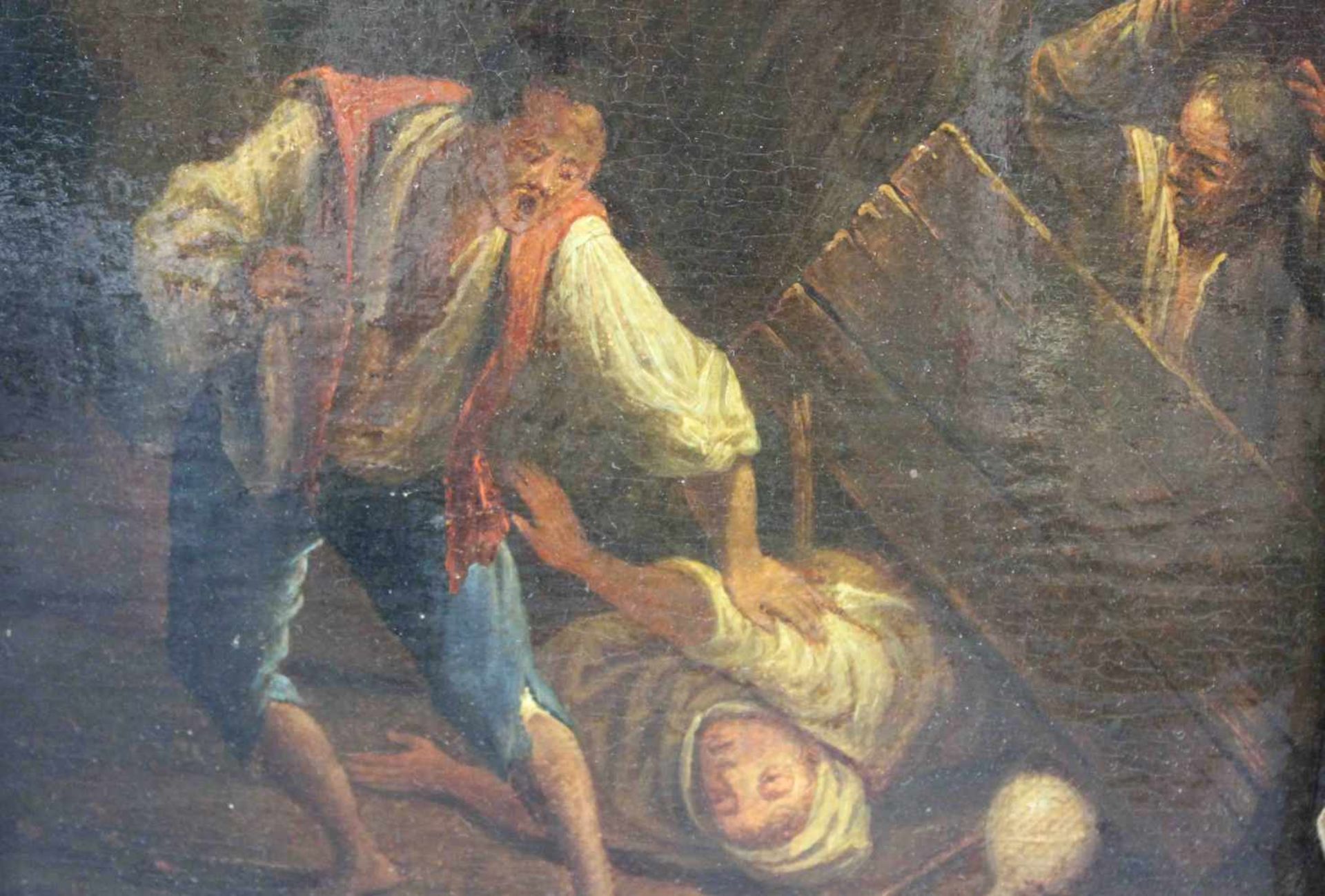 Johann Konrad SEEKATZ (Attrib.) (1719 - 1768). Feuer im Heu. Panik. 35 cm x 23 cm. Gemälde, Öl auf - Bild 3 aus 6