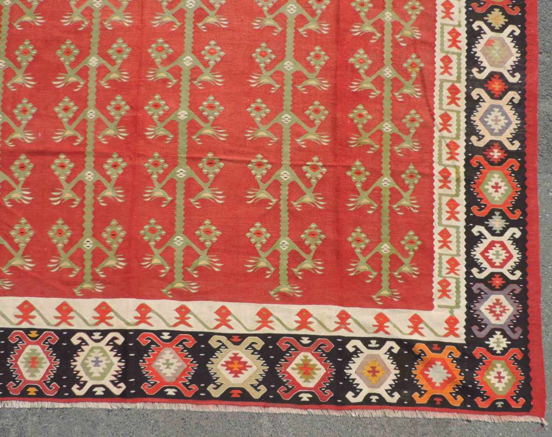 Scharkoy Kelim Teppich. Bessarabien. Alt. Um 1930. 331 cm x 275 cm. Orientteppich. Handgewebt. Wolle - Bild 5 aus 11